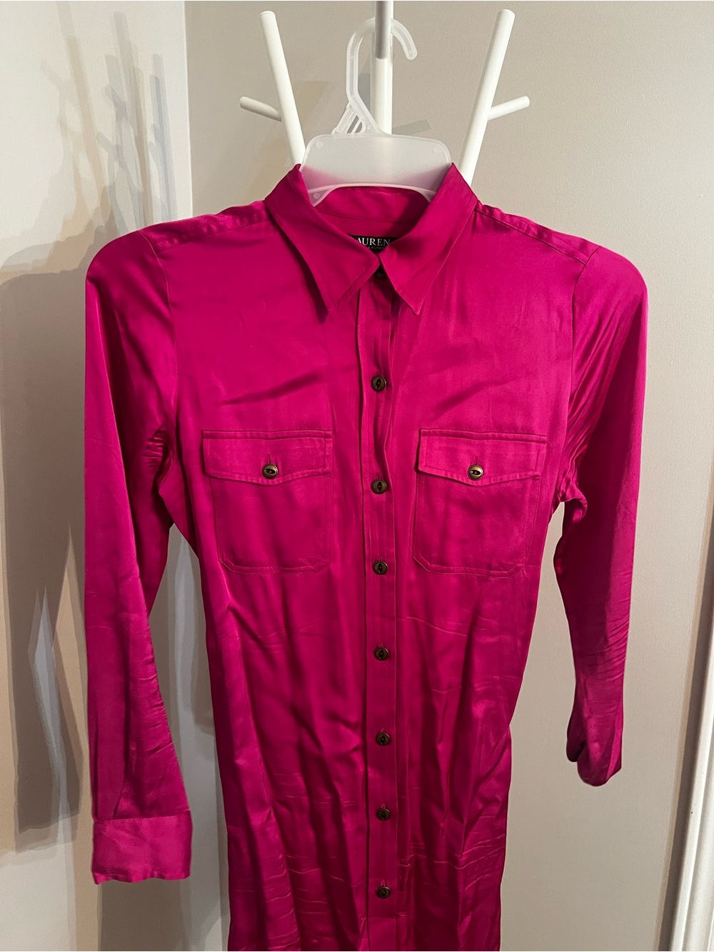 Lauren Ralph Lauren Hot Pink Button-Front Dress - Picture 2 of 5
